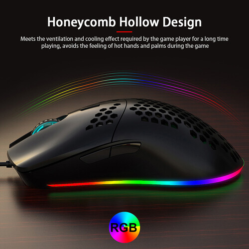 J900 USB Wired Gaming Mouse RGB 6400DPI Ergonomic White 1