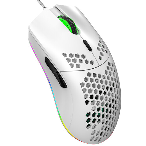 J900 USB Wired Gaming Mouse RGB 6400DPI Ergonomic White 2