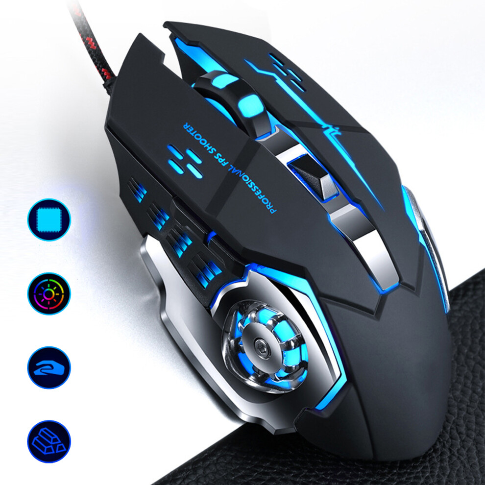 Ergonomic Metal Textured Gaming Mouse V6 With 3200 Dpi Control 4681360934042