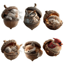 6pcs Forest Animal Acorns Ornaments Warm And Lightweight Woodland