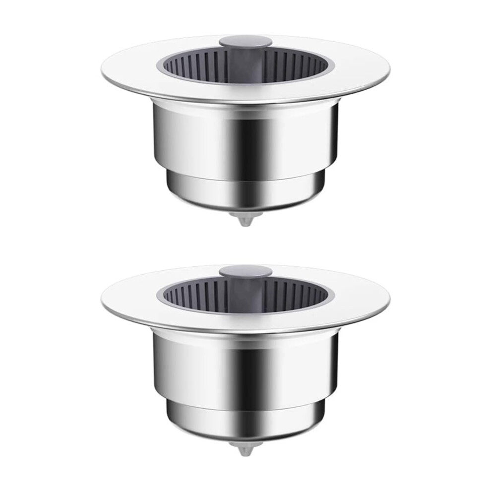 2 Piece Kitchen Filter Sink Silver Abs Drain Basket Stopping Blockage Bouncing Core Leak-Proof Plug 9067246707583