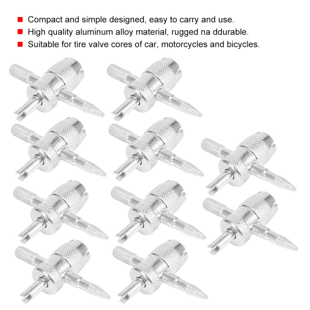 10Pcs Auto Tire Valve Core Keys Remover Kit Aluminum Alloy Vehicle Repair 8451360943896