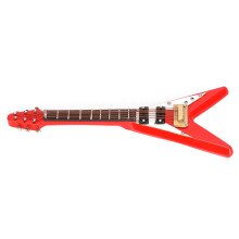 Rote Holzgitarre Miniatur-Ornament 10 cm Musikalische Dekoration Sammlerstück
