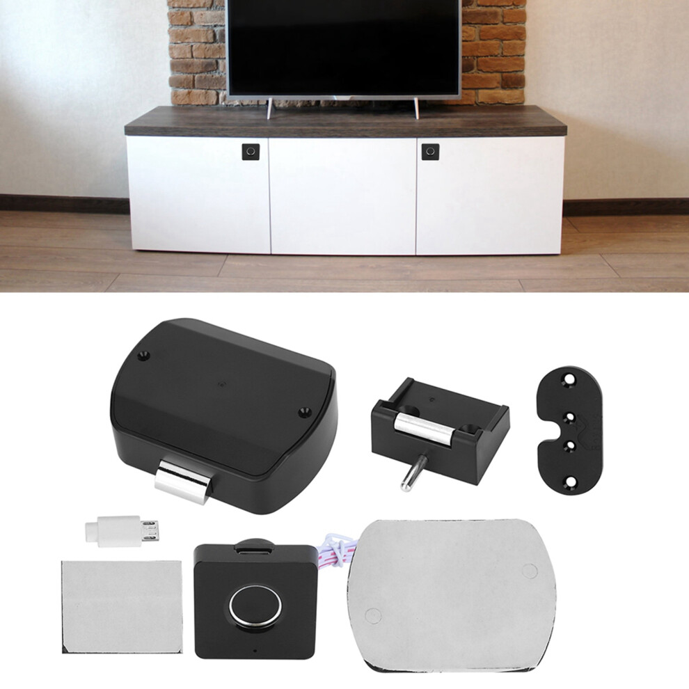 Smart Black Fingerprint Drawer Lock With 1020Mah Rechargeable Battery 8711360945475