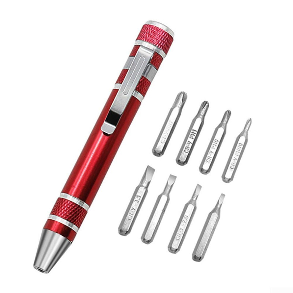 Portable Pocket Screwdriver Pen with Multiple Interchangeable Heads for Precision Repair and Maintenance (Red)-image-OPC-PMYMBS2-NEW