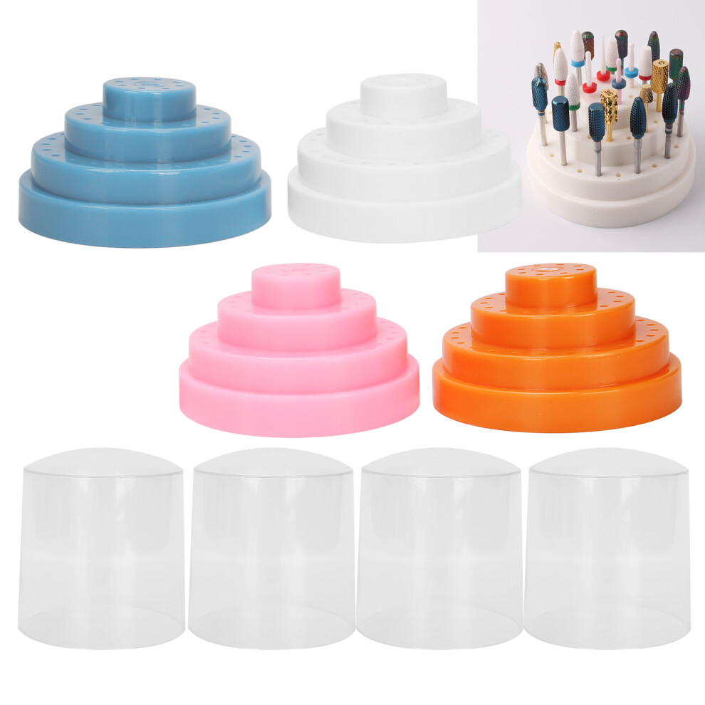 Pink/Orange/White 4Pcs Nail Drill Bit Storage Box Set Â 48 Holes, /Blue