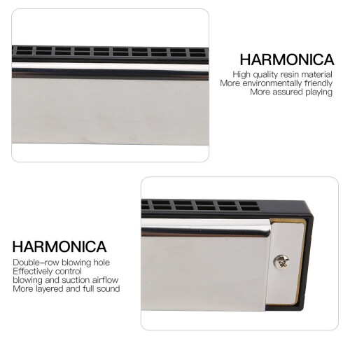 Professional C Key 24-Hole Harmonicas - Full Soft Sound Quality 2