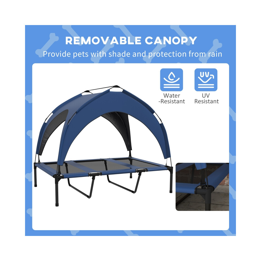 Large Dog Elevated Cooling Bed 106x76x94cm with Washable Breathable Mesh Dark Blue Strong Frame Perfect for Hot Weather-image-OPC-PMYMFZD-NEW