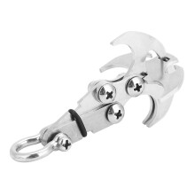 Faltbarer Edelstahl-Kletterhaken mit Karabiner-Tool, 8,5 cm