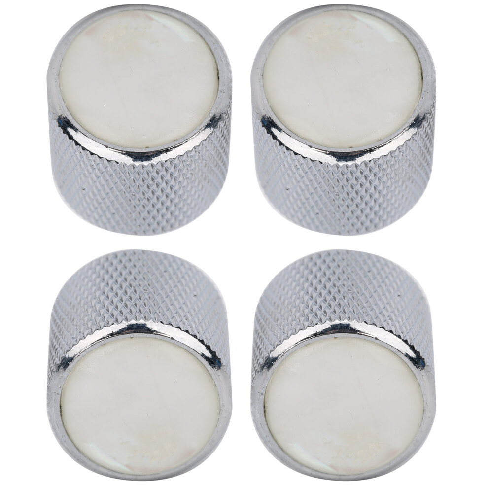 4 Pcs Electric Bass Knobs Metal Shell Inlaid Tone Volume 20mm White Silver-image-OPC-PMYMN92-NEW