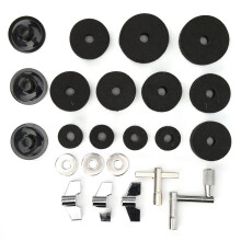 Professional 23Pcs Drum Felt Pad Cymbal Pack Non-Slip Black with Nuts & Washers