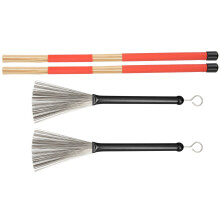 Jazz Metal Wire Drum Stick Brush Set 19 Beam Rod Black 34.5cm