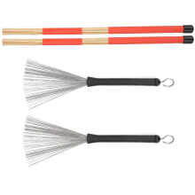 Jazz-Schlagzeug-Stick-Bürsten-Set mit 19 Leuchtenstäben, Plüsch-Tasche, 32 cm