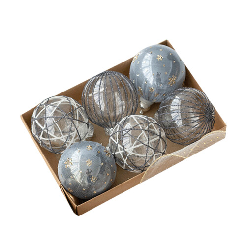 6 Stück Weihnachtskugel-Ornament,-Blau