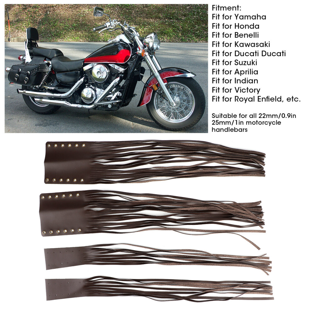 Universal Motorcycle Hand Grip Tassel Fringe Cover 7/8In 1In Brown 4911360970604