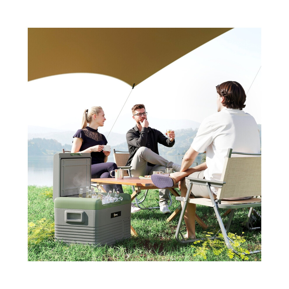 Car Refrigerator 30L Portable Light Green Grey | Insulated Cooler with Cooling & Freezing Travel-Friendly Compact Design-image-OPC-PMYMV6M-NEW