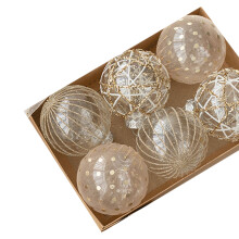 6pcs Painted Christmas Ball Hanging Pendant Christmas-champagne
