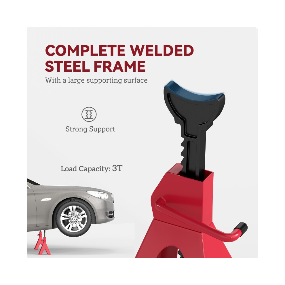 Vehicle Support Stands 3 Ton Pack of 2 Heavy Duty Adjustable Axle Stands 38.5-60 cm for Cars Caravans Garage Workshop Red-image-OPC-PMYMVP8-NEW