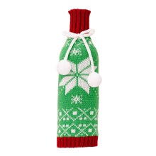 Kerstwijnfleshoes Tafelsetting-Groene sneeuwvlokstijl