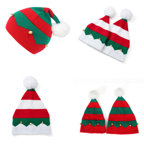 Kerst Kerstmuts Gestreepte Kerstmuts-volwassen rood groen 2