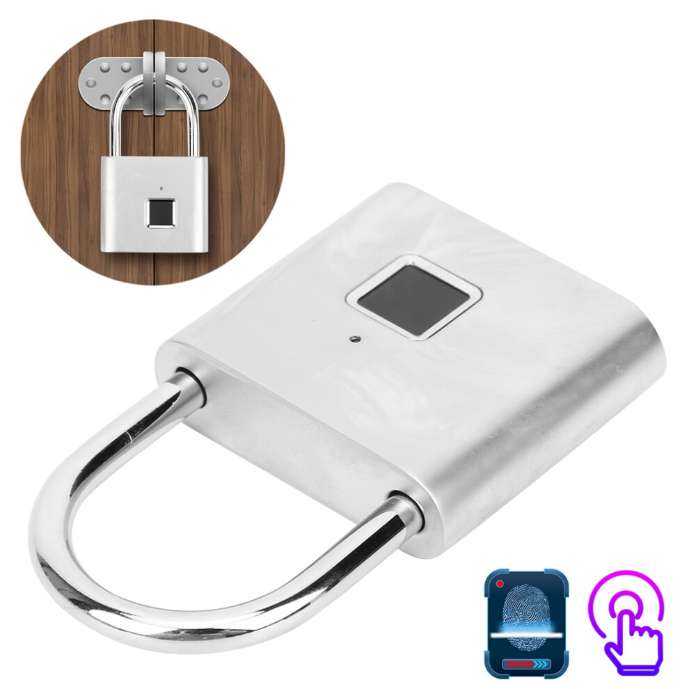 Smart Usb Rechargeable Silver Fingerprint Lock For Backpack Luggage Cabinets 6941360976373