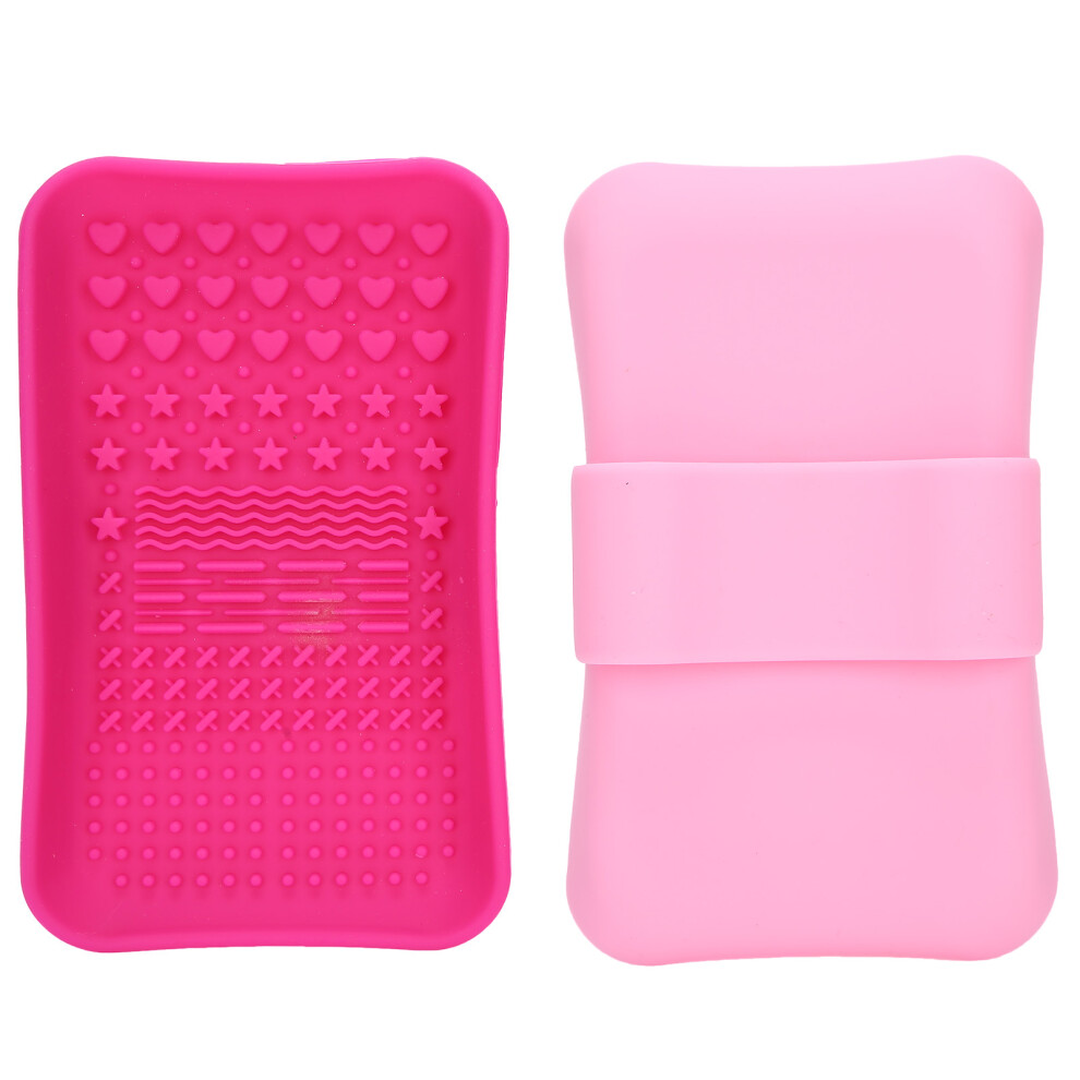 2pcs Silicone Cosmetic Brush Washers - Compact Makeup Brush Cleaning Mats