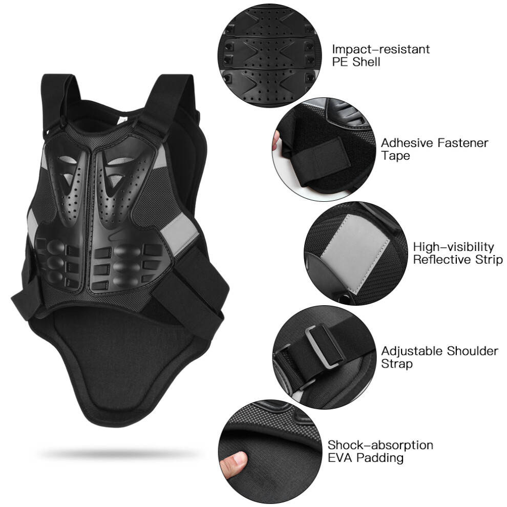Men's Motorcycle Body Armor Vest With Pe Shell & Shock Foam, L/Xl 8141360979833