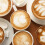 Κιτ καμβά καφέ, πρότυπα τέχνης cappuccino με βρώμη, καφέ και κέικ, με στυλό καφέ από 6