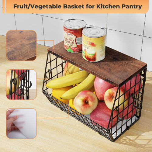 Stackable Wire Basket, Space Saving Organizing & Multi-purpose Storage for Kitchen Pantry, Bathroom, Office; Stylish Practical Mesh Design, TOP QUALIT 1