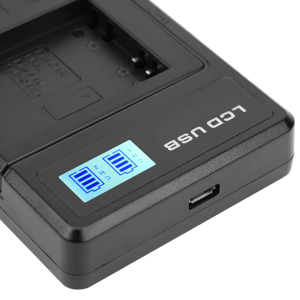 Portable Nb-6L Dual Camera Battery Charger With Lcd Display, Black 7891360986874