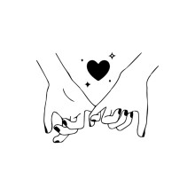 Valentines Day Wall Sticker Black Holding Hand Heart Love-3