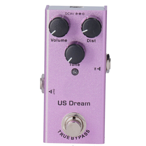 Mini lila Verzerrer Gitarren-Effektpedal JDF‑4, True Bypass, 9V 1