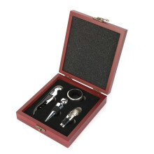 Tijdloze wijnopenercollectie, 4-delige wijnaccessoires in een elegante houten doos, cadeauset voor wijnliefhebbers, met een duurzame en stevige