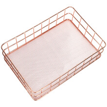 Rose Gold Wire Organizer Basket for Kitchen & Desktop  Strong Capacity