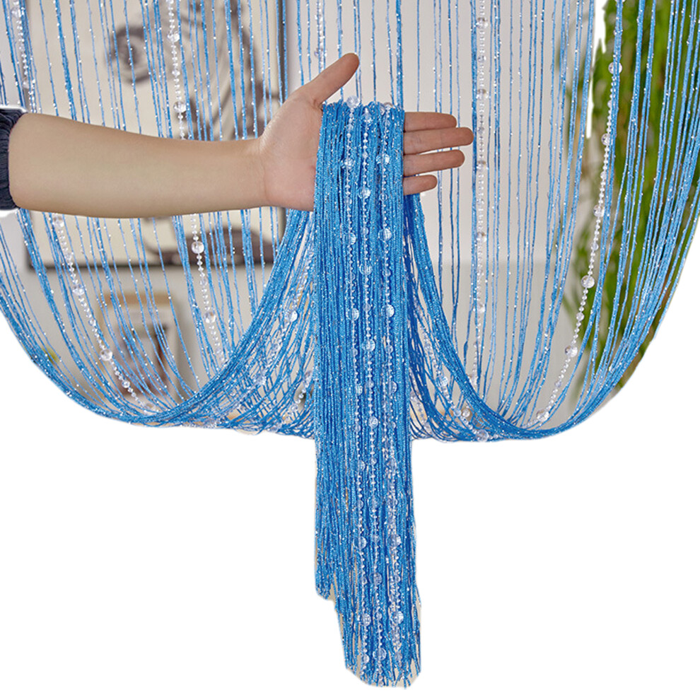 (blue, 1x2m) Polyester Silver Thread Crystal Bead Door Curtain For Living Room Or-image-OPC-PMYPHFY-NEW