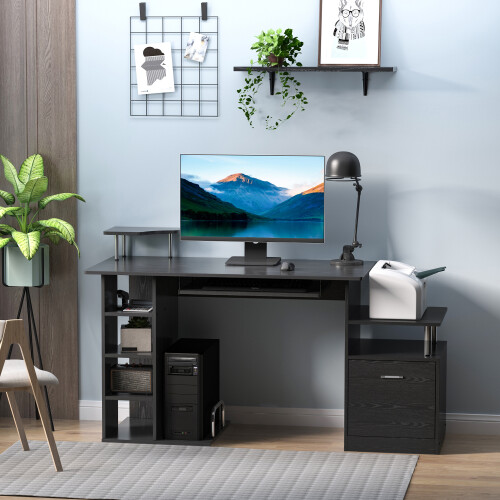 Homcom HOMCOM Wood Computer Desk Laptop Workstation Drawer Shelf for Home Office