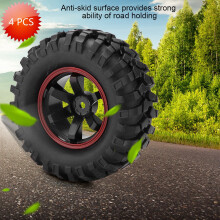 4 Stück 6-Loch RC Off-Road Reifen 96mm Schwarz+Rot für 1/10 Crawler