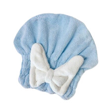 Bonnet de séchage de cheveux confortable, serviette-Bleu