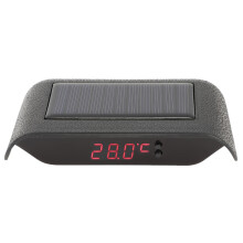 Solar Car Clock Portable LED Digital Gray 12.5x8x3cm