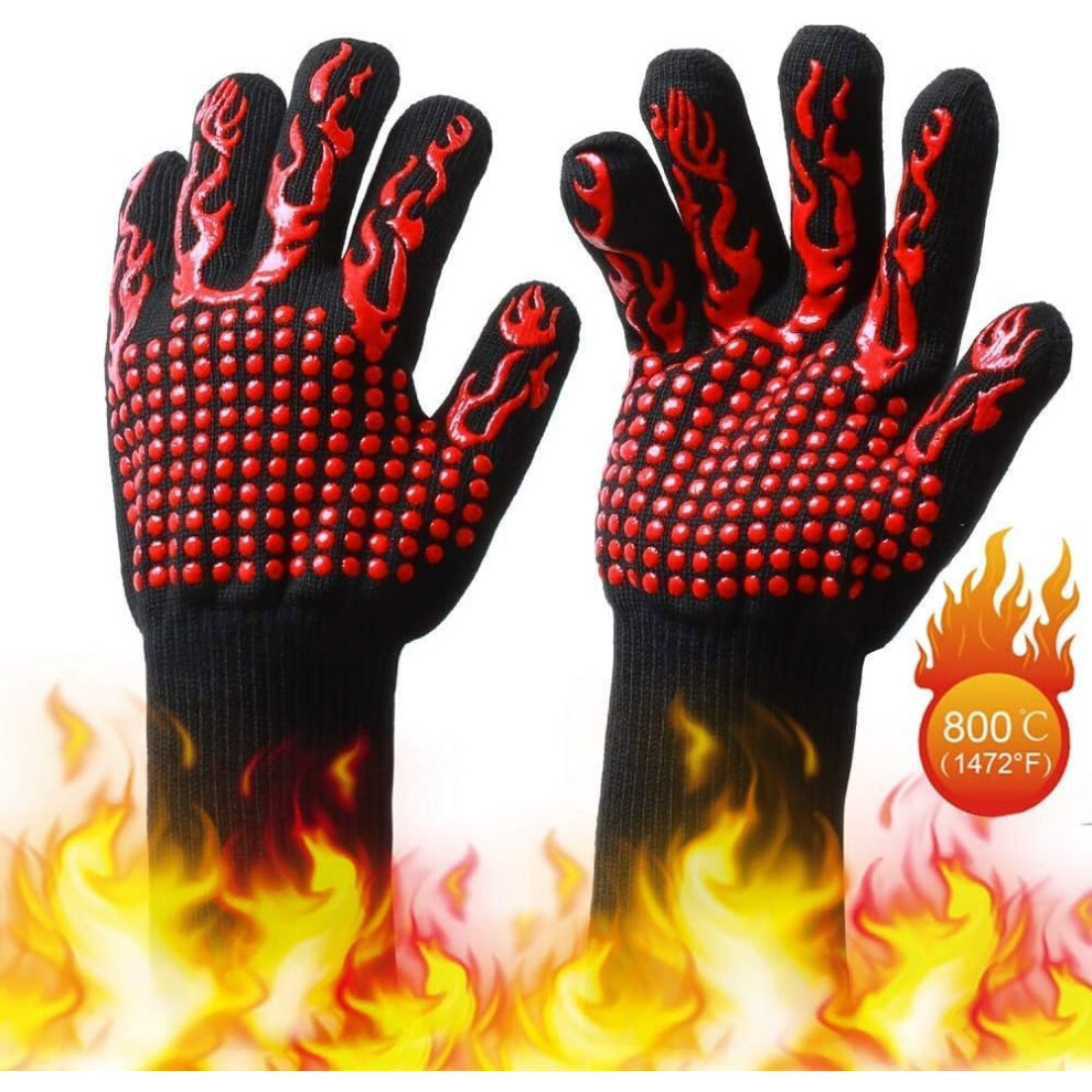 Professional BBQ Gloves, Fireproof Mitts for Extreme Heat Resistance, Breathable, Non-slip Silicone, Long Cuffs, Perfect for Cooking, Grilling, Baking-image-OPC-PMYPTNJ-NEW