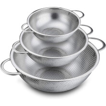 Colino da cucina profondo con manico, set di scolapasta in acciaio inox per pasta, frutta e verdura, ideale per un uso quotidiano salutare,