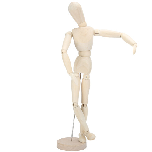 Solid Wood Sketching Model - 12" Art Manikin for Drawing Practice 1