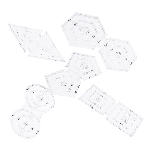 5Pcs Acrylic Patchwork Ruler Set with Double Shapes for Sewing and DIY Crafts