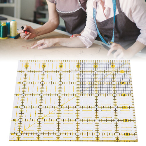 Highly Accurate 16x16cm Square Ruler for Effortless Machine Sewing