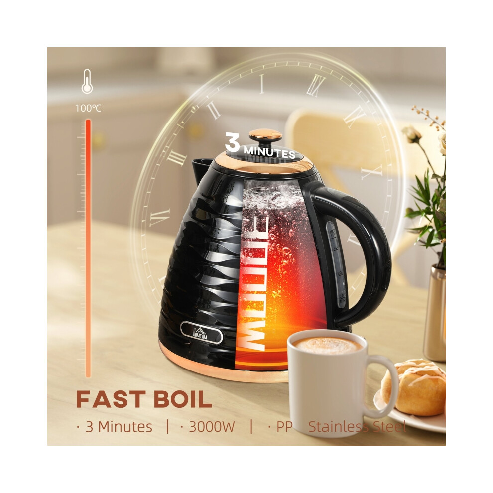 Black 3kW Rapid Boil Honeycomb Electric Kettle 1.7L Fast Heating Energy Efficient Stylish Design-image-OPC-PMYPXPD-NEW