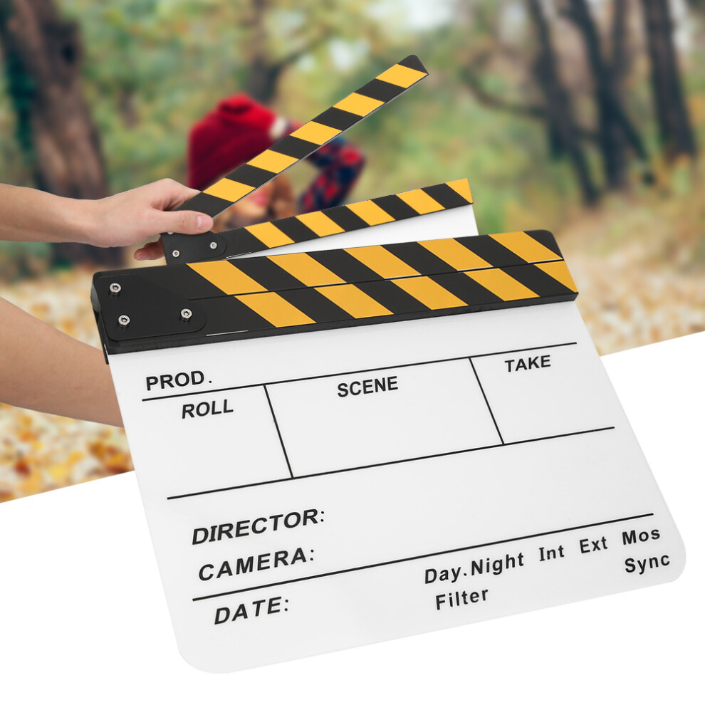 Photography Clapperboard 30X25cm Stripe Film Director Tool Yellow/White 8781361020297