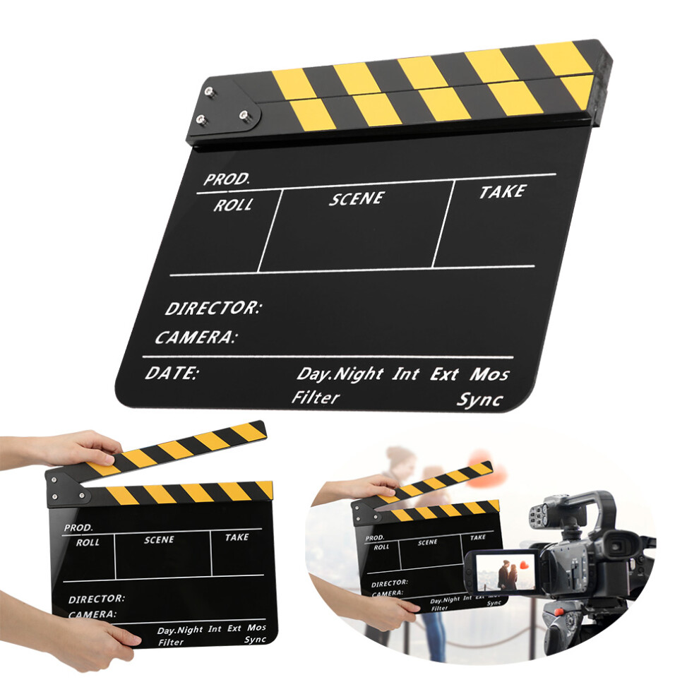 Striped Film Clapperboard 30X25cm - Ideal For Movie Props Pav1ybe Yellow 6951361020241