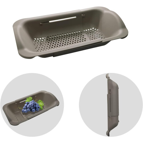 Collapsible Colander for Kitchen Sinks, Expandable Strainer Multipurpose, Space-Saver Retractable Design for Adjusting Length Based on Sink Size, High