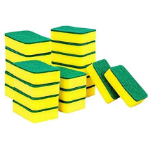 Esponja de limpeza média, resistente e que não risca, utensílio de cozinha de dupla face para limpeza versátil de superfícies, pacote