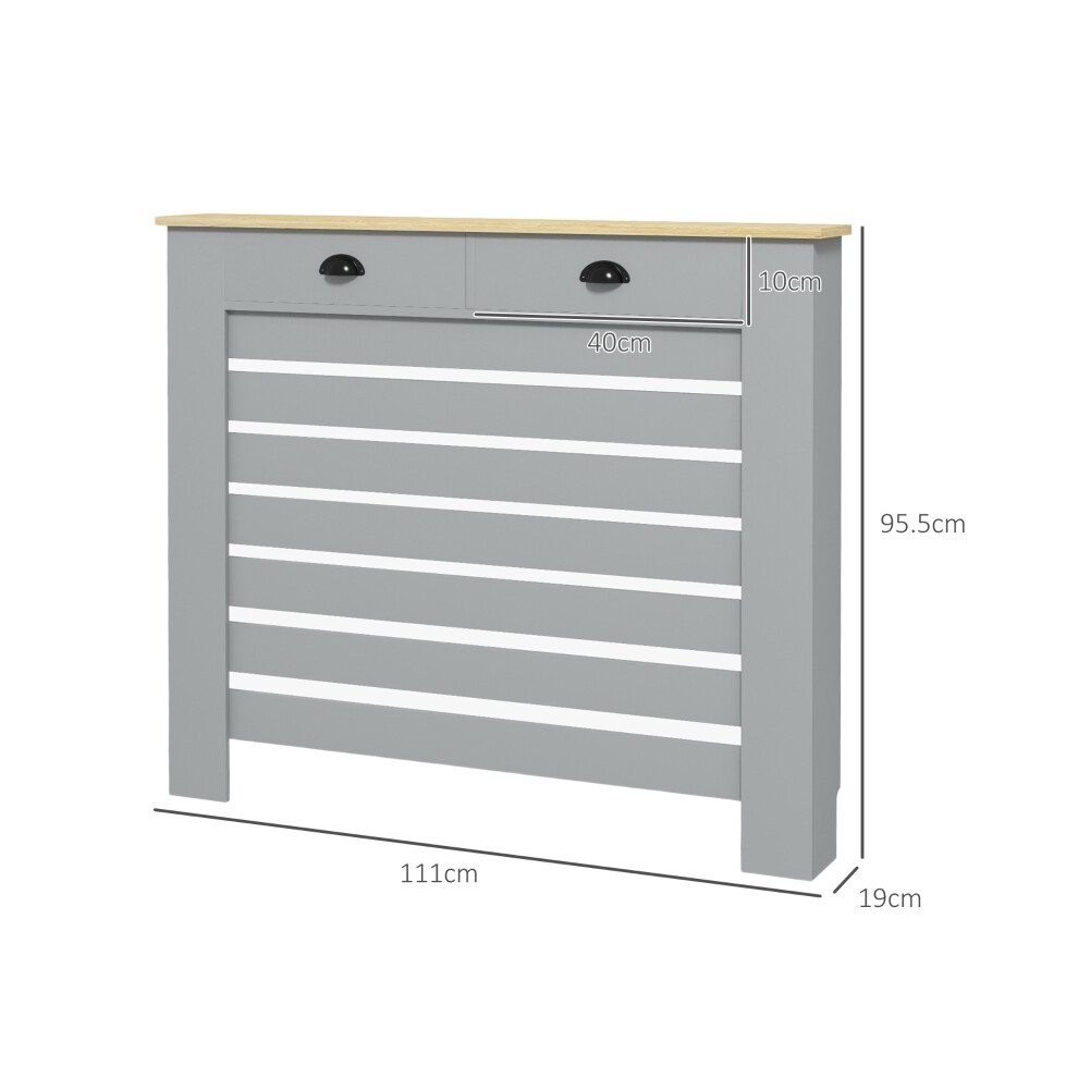 Wooden Radiator Cover with Drawer Grey 95.5H x 111Wcm Protective Cover & Storage Solution for Home-image-OPC-PMYPZP6-NEW